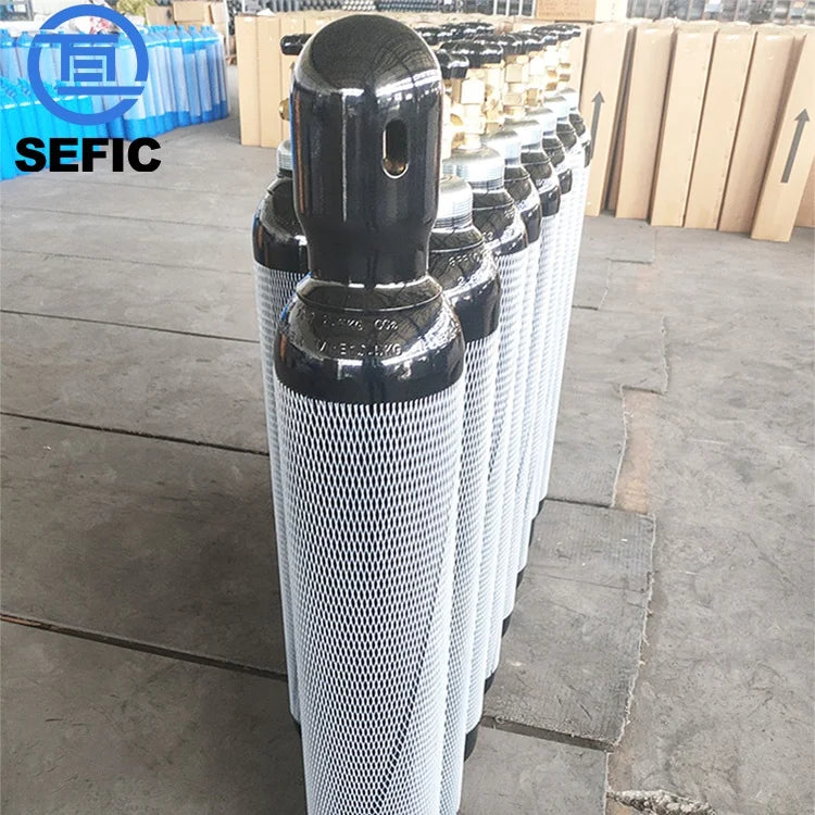 High Pressure Industrial Gas Cylinder 140mm Iso9809-3 150bar 10l Capacity 7.5kg Co2 With Xf-12 Valve