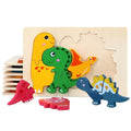 Factory Wooden Jigsaw Dinosaur Puzzle Montessori Children Toy Learn Educational Toys 3D Cartoon Animal Puzzles for Kids