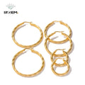 Wholesale Wrap Twist Textured Hoop Earrings 18K Gold Plated Stainless Steel Waterproof R.GEM. Jewelry for Women