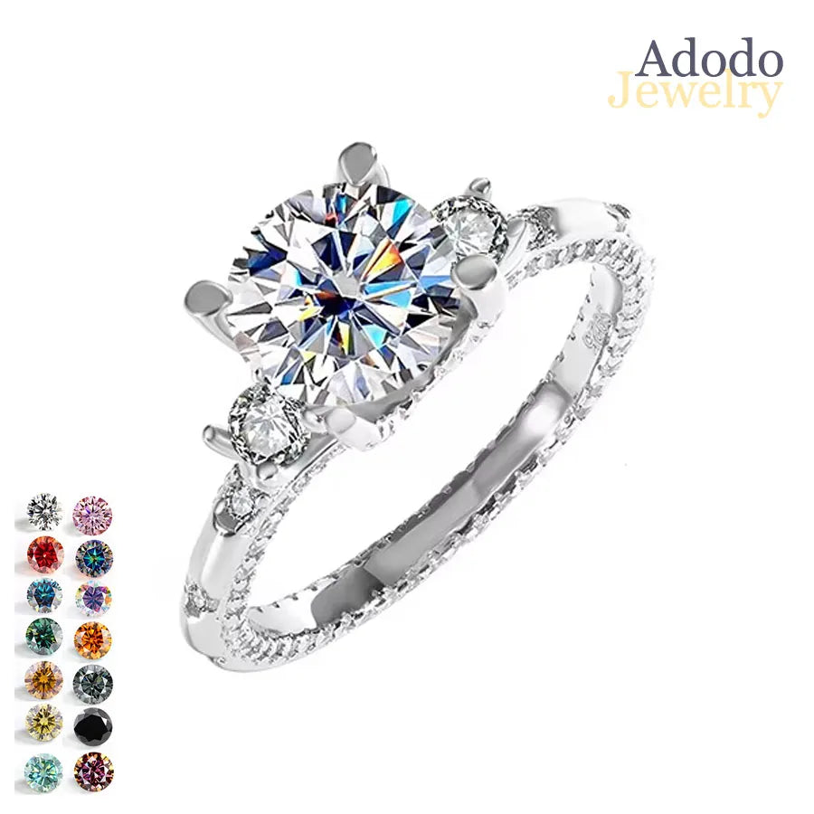 Factory Colored Moissanite Engagement Wedding Jewelry Fine 925 Sterling Silver 2CT Spark VVS1 Moissanite Rings for Women