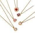 C071 18K Gold Plated Pendant Fashion Jewelry Stainless Steel Purple Square Heart Cubic Zircon Necklace for Women