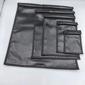 Fireproof Faraday Bag with Anti-Tracking EMF GPS RFID Blocking Black Silicone-coated Fiberglass for Different Sizes