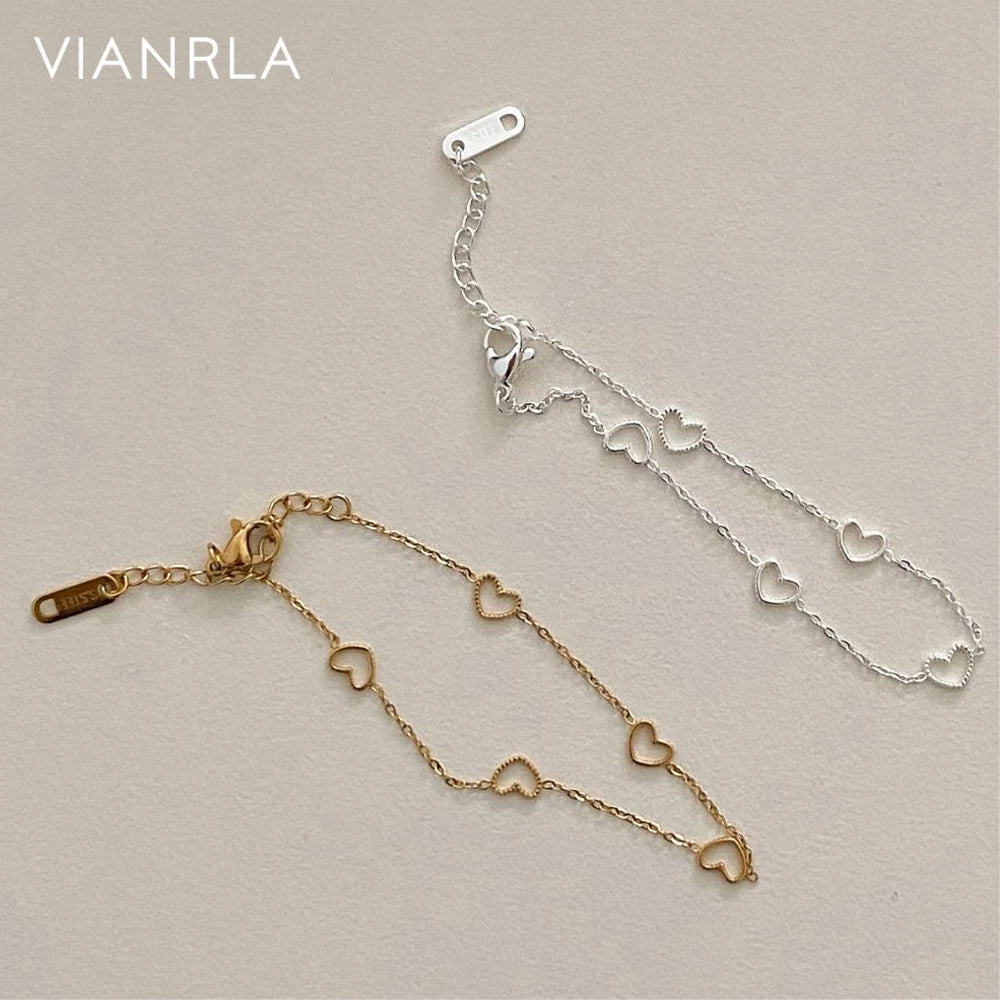 VIANRLA 925 Sterling Silver Plant Heart Bracelet Silver Plating for Girl Jewelry Support Dropshipping Daily Jewelry
