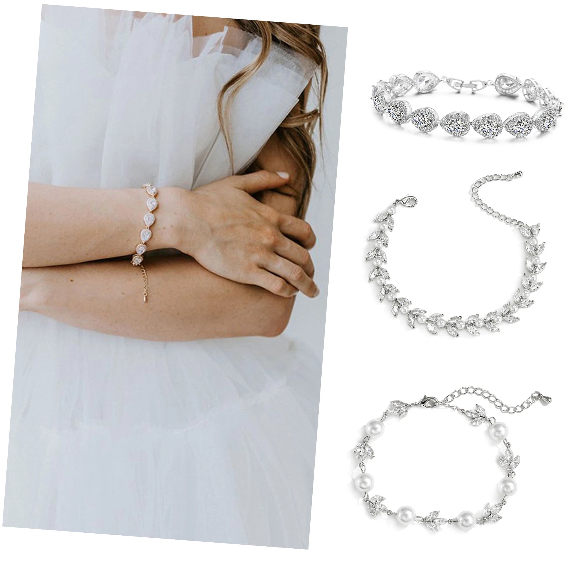 Luxury Mixed Styles Zircon Bracelet Luxury Hand Accessories for Bridal Wedding Bridesmaid Banquet Dress Party Anniversary Gift