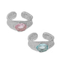 Wuqie Fashion Adjustable Pink Blue Zircon Ring 925 Sterling Silver Gemstone Ring Women Jewelry