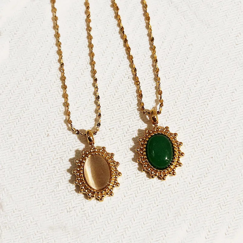 Gold Jewelry Rhinestone Accessories Green Opal Pendant for Women Anniversary Gift 6*8mm Genuine White Opal Gemstone Necklace