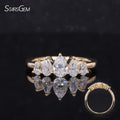 Starsgem Unique Jewelry 14K Yellow Gold Wedding Ring Cluster Lab-Grown Diamond with Pear Cut Engagement Eternity Band