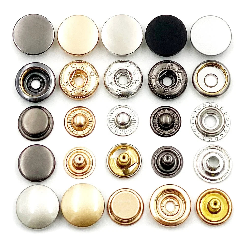 Custom Button Gold Silver Flat Zinc Alloy Metal Four Part Snap Button for Coat