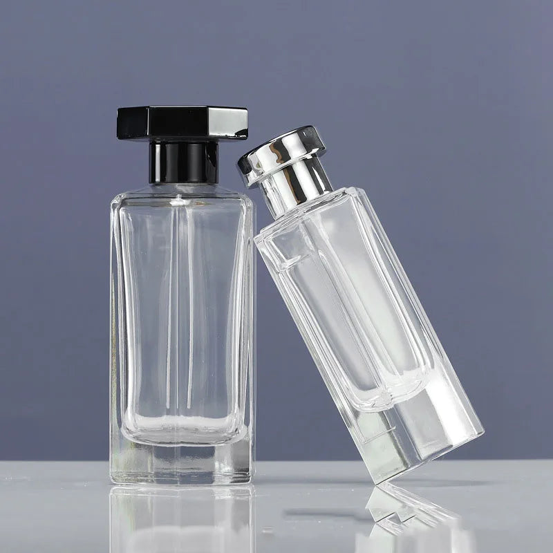 LMX Luxury Empty Crimp Neck Glass Perfume Bottles 50ml 100ml Sizes Fancy Crystal Style Screen Printing OEM/ODM 24 Months