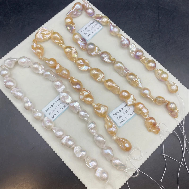 15-28mm Large Size Irregular Shape Natural Baroque Pearl Strand White Black Freshwater Baroque Pearl Necklace Jewelry Wholesale