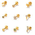 Getta 925 Sterling Silver Flower Internal Thread Flat Back Cartilage Earring Helix Labret Lip Piercing Jewelry for Wedding Gift