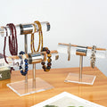High-Grade 2-Tier T-Bar Clear Silver Acrylic Base Bracelet Holder for Store Hanging Jewelry