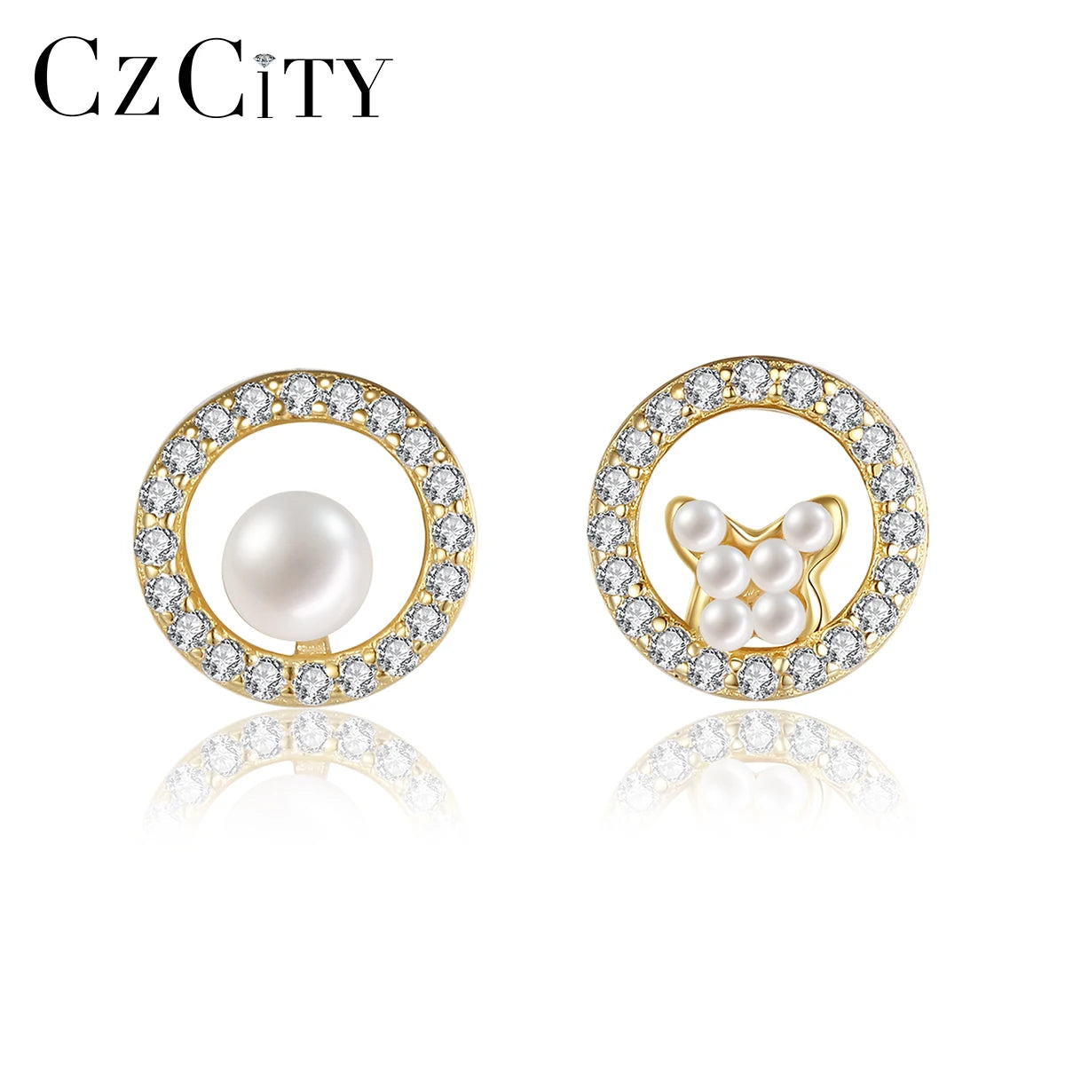 CZCITY Stud Earring Woman 2026 Silver Zirconia New Gold Plated Small Zircon Fashion Earing Butterfly