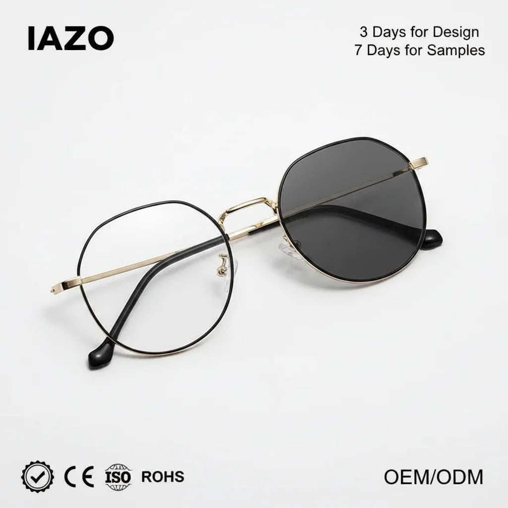 New Retro Round Frame Metal Eyeglasses Myopia Glasses Frame Fashion Anti Blue Light Glasses Photochromic Glasses