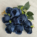 Artificial Roses Flowers 9 Heads Silk Bouquet Tall Navy Blue Silk Rose Bushes Wedding Ceremony Events Reception Home Decoration