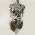 Sexy Backless Mirror Sequins Dress Nightclub Gogo Dancer Stage Costume Rave Outfit Festival Clothing Drag Queen Clothes