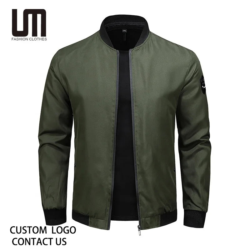 OEM Cheap Wholesale Spring Autumn Men Fashion Solid Color Outerwear Casual Plus Size Coat Jackets