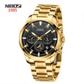 NIBOSI 2536 Men Quartz Watches Stainless Steel Band Chronograph Business Wrist Watches