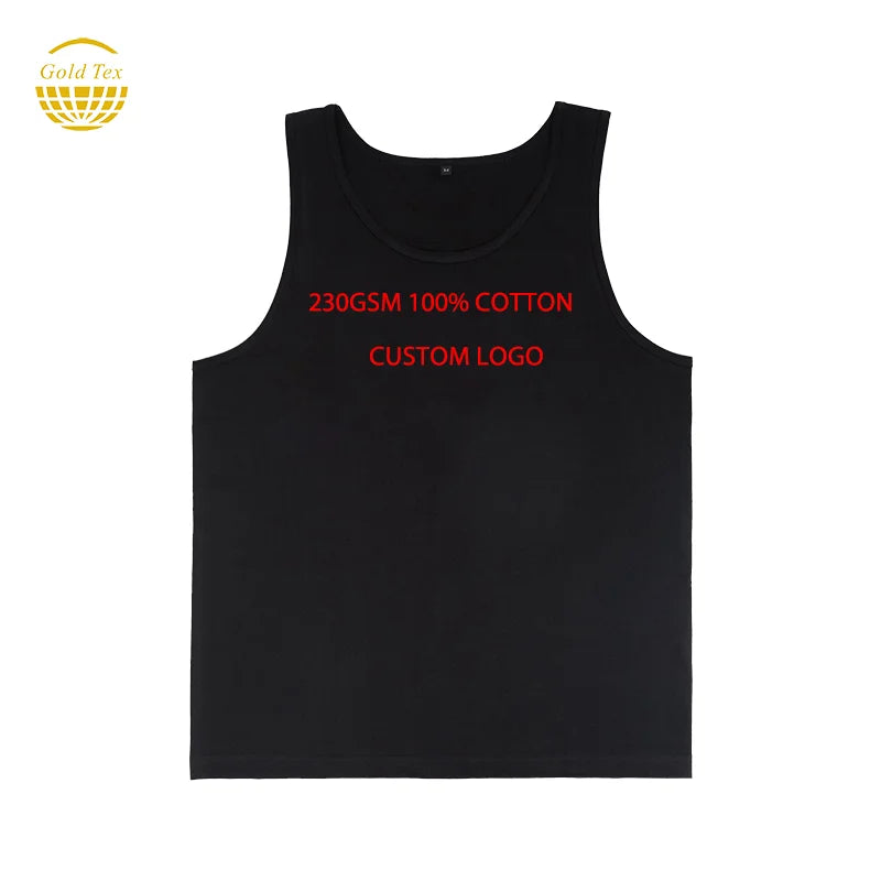 230GSM 100% Cotton Knitted Custom Formal Tank Top with Anti-shrink & Anti-Pilling for Men