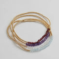 Elastic Stretch Birthstone 18K Gold Plated Brass Stainless Steel Natural Stone Beads Dainty Bracelet