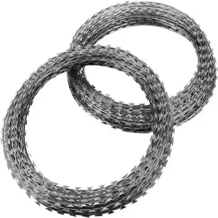 Low-Priced Single-Coil Concertina Razor Wire Barbed  Galvanized Flat Wrap for Farm Fence Metal Frame