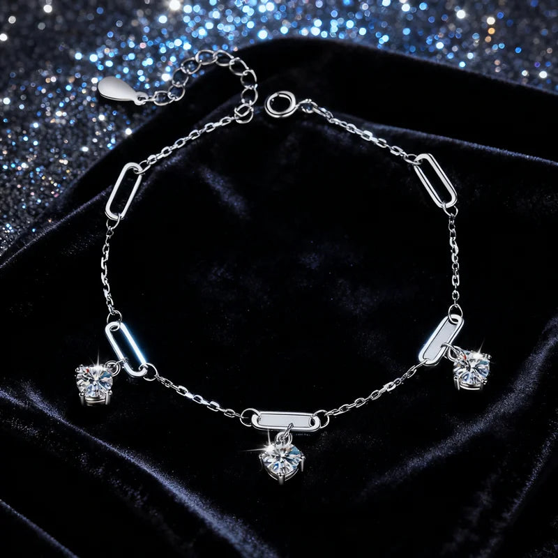Ready to Ship Adjustable Bracelet  Moissanite  S925 Sterling Silver VVS D Color Moissanite Bracelet for Women Gift