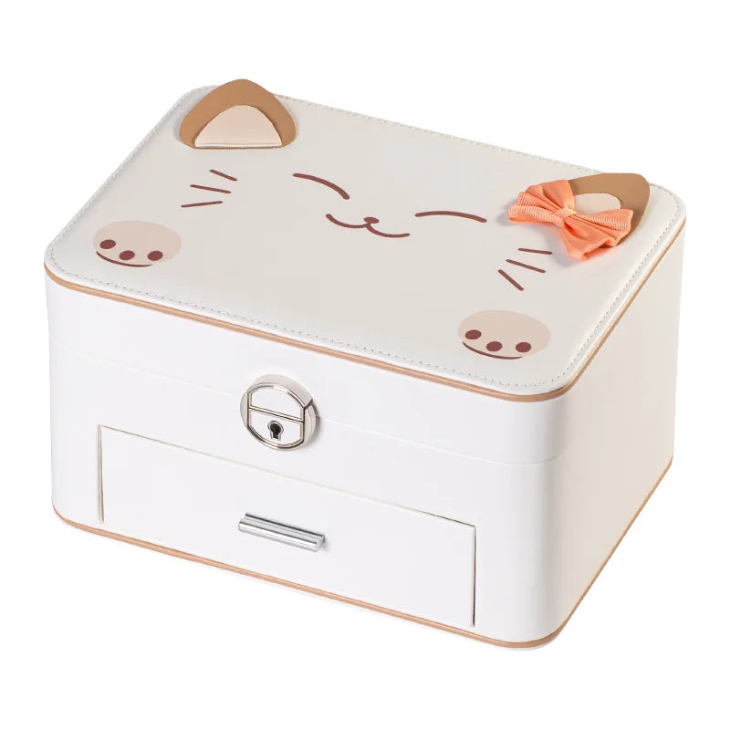 Wholesale Custom Logo Girl Kids Cute Jewelry Box PU Leather Large Earring Ring Jewellery Bracelet Organizer Cartoon Gift Case