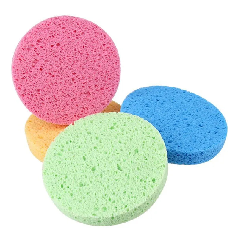 Wholesale Rounded Custom Cellulose Facial Washing Sponge Wood Pulp Compressed Face Wet Dry Cellulose Cleansing Sponges