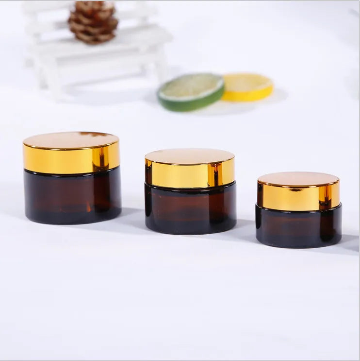 Empty 5g10g 20g 30g 50g 100g Amber Matte Black Glass Jar Wholesale Face Cream Skincare Packaging Jar Candle Jar With Black Lid
