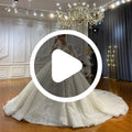 Am642 New Muslim Wedding Dresses Elegant Long Sleeves Modern Embroidered Sand Sequins Draped Plus Size Women Dresses