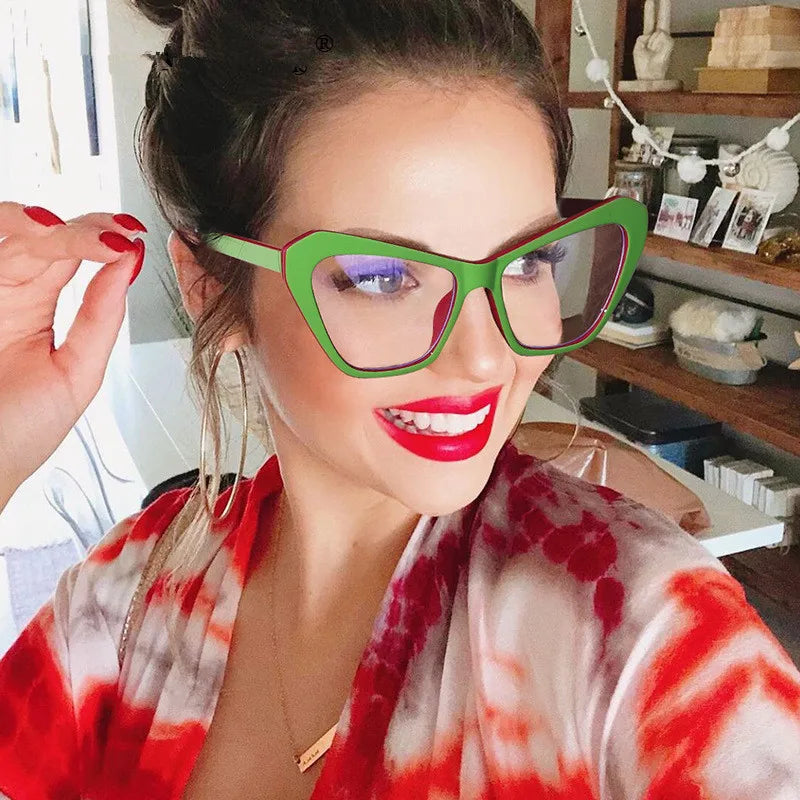 2022 Ready to Ship Big Frame Colorful Glasses Frames Yiwu Cat Eyes Glasses Spectacle Eyeglasses Anti Blue Light Glasses Frame