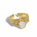 Irregular Natural Shell Vintage Rings for Women Sterling Silver Temperament Exaggeration Metal Ring Jewelry Gift