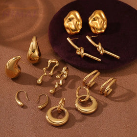 Fine Jewelry Thick Coating 18K Gold Titanium Steel 316L Stainless Steel Trendy for Lady Women's Earrings in Bulk