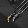 Viking Stylish Hip Hop Street Totem Wolf Tooth Horn Necklace Vintage Tusk Pendant Stainless Steel Street Domineering Jewelry