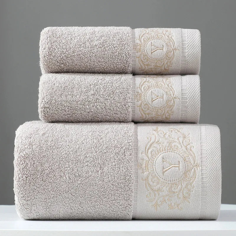Luxury 3 Pieces/set 100% Pure Cotton Bath Face Hand Towel Sets Bathroom Gift Towels Set with Embroidery