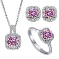 Wholesale Colorful Moissanite Ring Earrings Necklace VVS Stone S925 Silver Engagement Wedding Moissanite Fashion Jewelry Ring