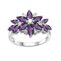 A3732 Abiding Cluster Ring 925 Sterling Silver Jewelry Natural Amethyst Gemstone Wedding Flower Rings for Women Bridal
