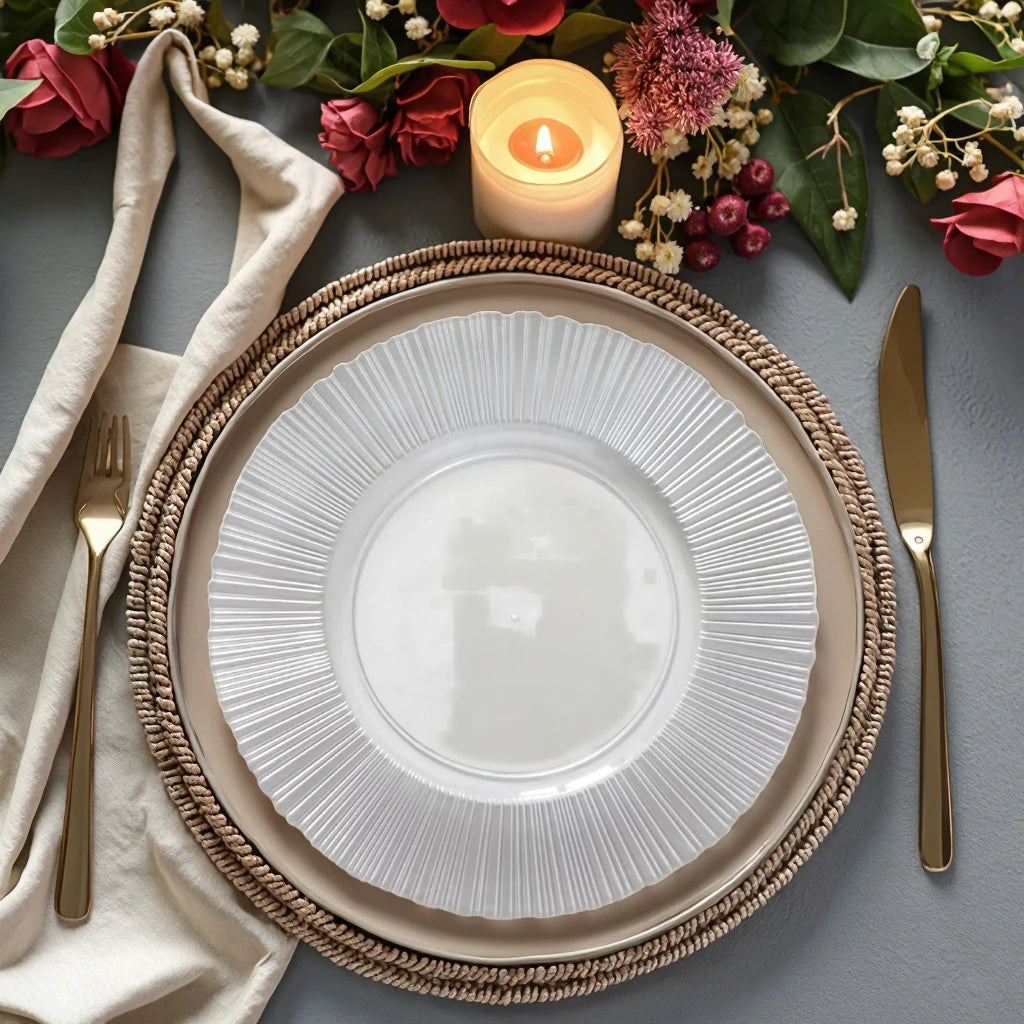 Customizable Eco-Friendly Plastic Western-Style Dinner Dishes Wedding Colors for Home Parties Decorations Spray Painted for