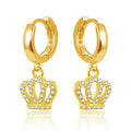 Poliva 925 Sterling Silver 24K Gold Hoop Crown Pendant Mardi Gras Earrings