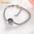 Modalen Crystal Butterfly Flower Girl Custom Charm Stainless Steel Chain Bracelet