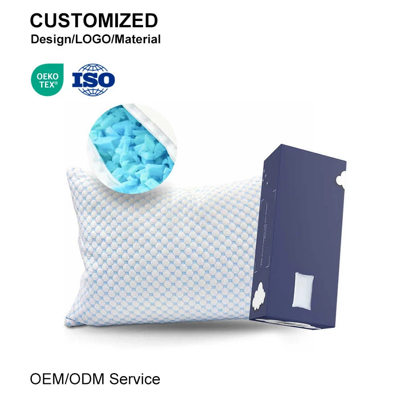 Cushion Pillows Premium Memory Foam Filled Shredded Foam Pillow with Zippered Cooling Cover Easy Removable