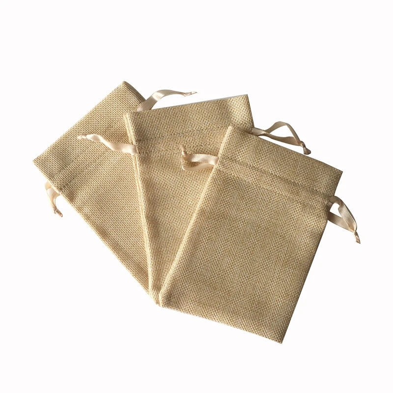Ivory 4x6 Inches Eco Friendly Drawstring Jute Linen Lavender Fragrance Pouches Bags