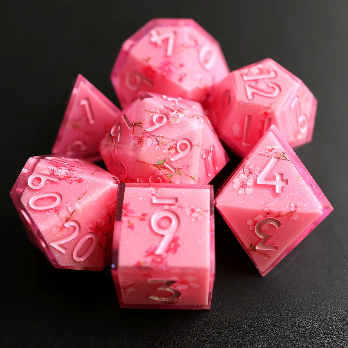 Sharp Edge DND Dice SetHandmade 7 Accessories Dice for TTRPG GamesMulti-Sided RPG Polyhedral Resin Roleplaying Games Dice #L1