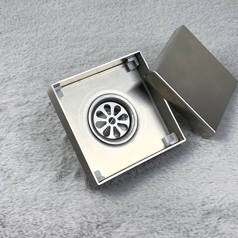 Hotel and Bathroom Popular Use 4 Inch Tile and Marble Insert Concealed Style Shower Floor Drain