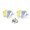 Metal Lapel Pin Cartoon Accessories Creative Geometric Lines Colorful Animal Cat Little Swan Brooch Alloy