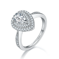 Moissanite Jewelry 925 Sterling Silver Engagement Moissanite Ring Round Brilliant 1.5ct VVS Diamond Ring Pear Shape