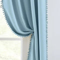 European Pastoral Style Solid Velvet Pom-pom Blackout Curtains for Family Living Room Bedroom Decorated