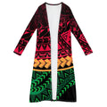 Plus Size Women's Coat Polynesian Tattoo Long Coat Half Sleeve Kimono Lady Fashion Design Casual Outerwear Custom Women Clothes