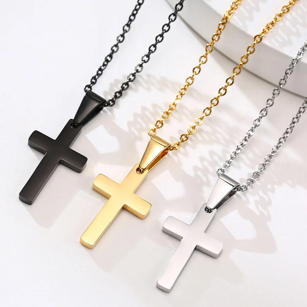 ORDRM Joyas Para Hombre Mens Christian Stainless Steel Gold Jewelry Necklace With Small Cross Pendant