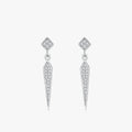 Ailmay 925 Sterling Silver Simple Geometric Shape Stud Earrings Sparkling CZ Luxury for Women Classic Wedding Statement Jewelry